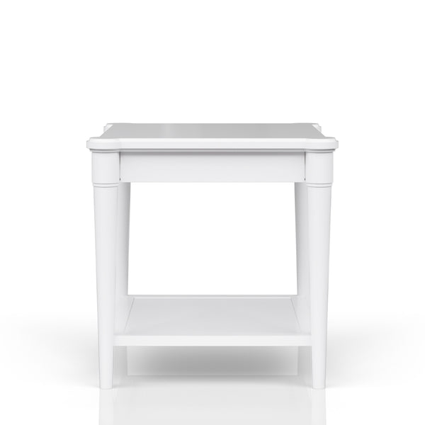 English Elm White Solid Wood Cocktail Table with Casters and Two Drawers, Transitional Casual Design, Durable Finish White 28 L x 30 W x 14.25 H B2699P218290