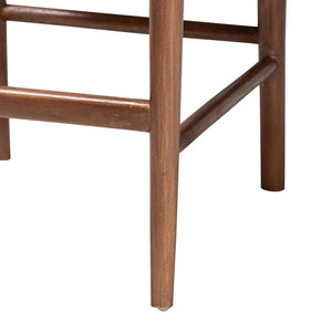 English Elm Modern Rattan Barstool with Woven Texture Curved Arms and Footrest for Kitchen Island B2750P467717