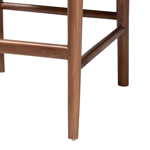 English Elm Modern Rattan Barstool with Woven Texture Curved Arms and Footrest for Kitchen Island B2750P467717