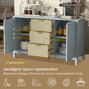 English Elm U_Style Modern Wave-Front Sideboard - 3 Adjustable Shelves, Soft-Close Doors & Metal Handles, 3 Colors N711P269066C-GIGA