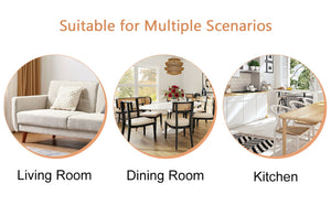 English Elm Table And Chair Set - Modern Marble Pattern Dining Set With 6 Comfortable Black Pu Chairs, 71"X35.4" W1151S02116-GIGA