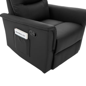 English Elm Manual Recliner Swivel Rocker Boucle Chair with 8-point Massage for Nursery or Living Room Black N763P363763B