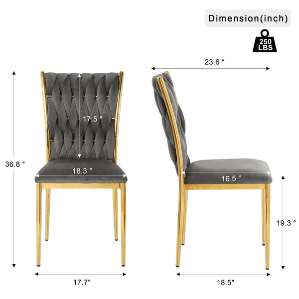 English Elm Modern Velvet Upholstered Dining Chairs Set of 2 with Electroplated Legs for Kitchen Dark Gray W210P301580