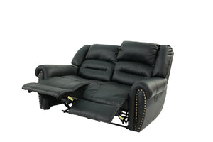 English Elm Plush Power Reclining Loveseat Bonded Leather Nailhead Trim Usb Port Seating B011P467627