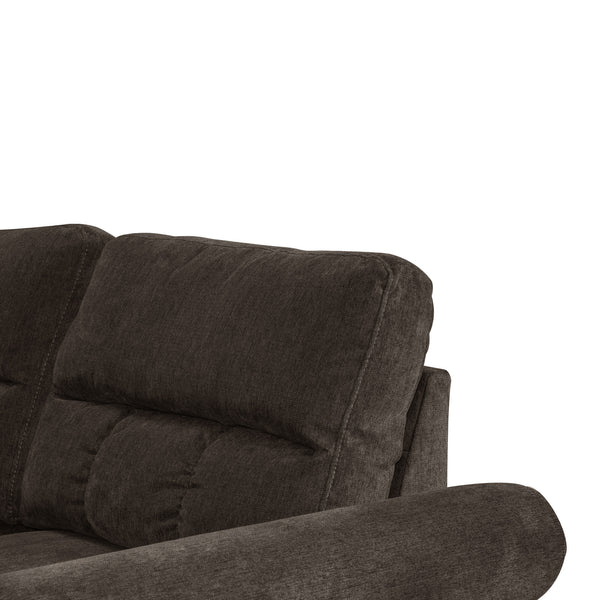 English Elm Reversible Tufted Velvet Sectional Sofa with Reversible Chaise, Nailhead Trim and Accent Pillows Tan 34 L x 88 W x 23 H B089P389527