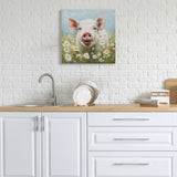 Madison Park Sunshine Animals Casual Pig Canvas Wall Art ID95C-0048 Pig/Green Multi