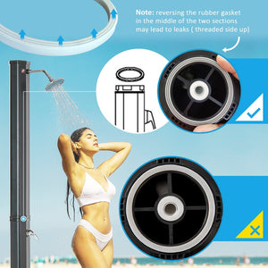 English Elm Outsunny Freestanding Solar Poolside Shower with 360 Head and 9.2 Gallon Heated Tank W2225P200538