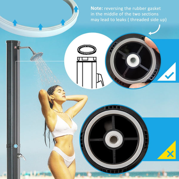 English Elm Outsunny Freestanding Solar Poolside Shower with 360 Head and 9.2 Gallon Heated Tank W2225P200538