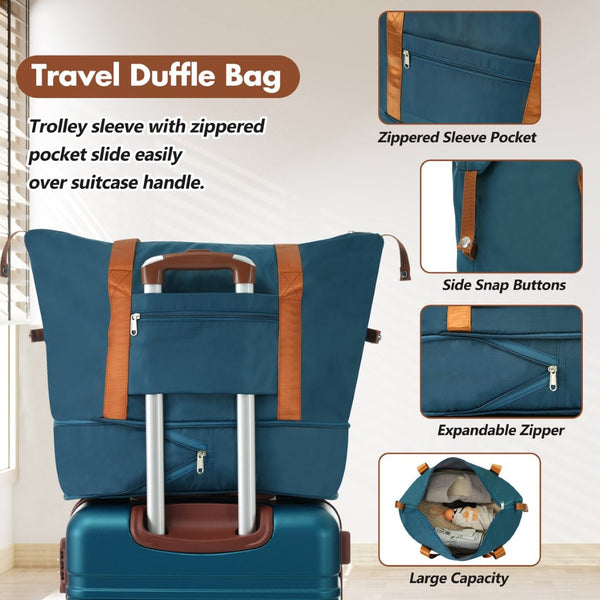 English Elm Hardshell Abs Suitcase Set with Tsa Lock Spinner Wheels Expandable 28 Inch Travel Blue N732P193485C