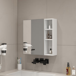 English Elm A white MDF mirror cabinet wall-mounted with storage compartments, space-saving, easy assembly, clear glass reflection69 W1512P405944