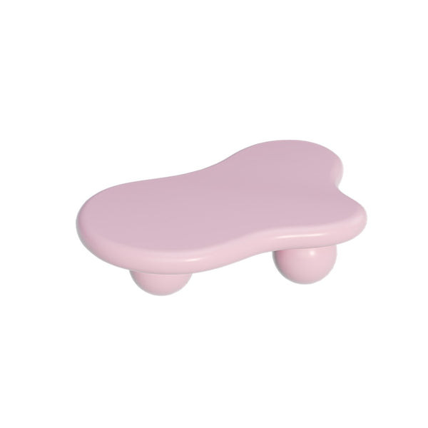 English Elm 47 Inch Organic Cloud Silhouette Coffee Table with Sculptural Ball Legs for Living Rooms Pink W1435S00019