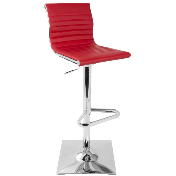 English Elm Masters Contemporary Adjustable Barstool with Swivel, Chrome Base and Faux Leather Seat for Comfort Red B202P222322