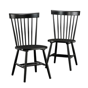 English Elm Spindle Spindle Back Chair Set of 2 in Black — Durable Wooden Dining Chairs, Comfortable Seats, Versatile Decor B356P367963