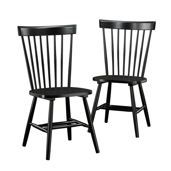 English Elm Spindle Spindle Back Chair Set of 2 in Black — Durable Wooden Dining Chairs, Comfortable Seats, Versatile Decor B356P367963