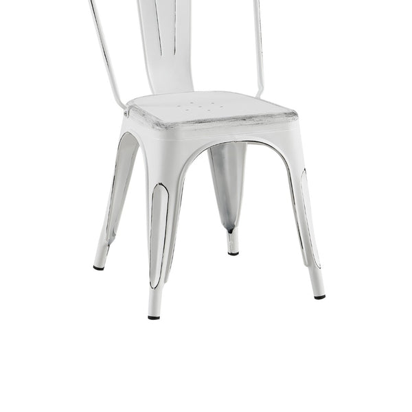 English Elm Set Of 2 Stylish Matte White Stackable Metal Dining Chairs – Lightweight, Easy To Clean & Modern Design B347P383367-GIGA