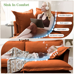 English Elm Slip-covered Plush Armchair with Deep Seat, High Back Cushions & Removable Chenille Cover, Cozy Orange W3041P281156