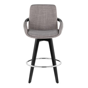 English Elm Fixed-height Swivel Counter Stools with Faux Leather Seats and Chrome Footrest Set of 2 B202S02149