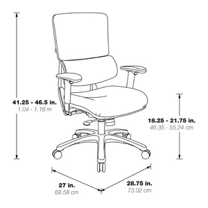 OSP Home Furnishings Dillon Ergonomic Managers Chair with Antimicrobial Upholstery and Lumbar Support Black 99662CDB-R107