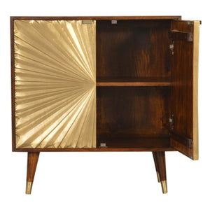 English Elm Solid Mango Wood Cabinet with Brass Plated Doors and Nordic Feet for Living Rooms B182P284339