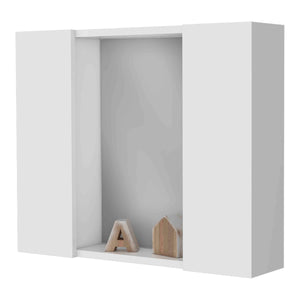 English Elm Draco Modern Wall Medicine Cabinet with Mirror and External Shelf, Double Door Storage Solution White 28 L x 26 W x 3 H B128P148908