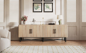 English Elm Christopher Knight Home® - Functional TV Cabinet with 4 Doors and Adjustable Shelves, Cable Management, Sturdy 66" Media Console Natural N779P296236N