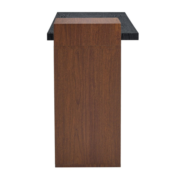 English Elm Modern Wood Grain Console Table with Two Tier Shelving for Entryway or Living Room Black,Walnut W3875S00031