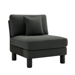 English Elm Lucas Modern armless sofa with boucle upholstery and plush pillow — durable wooden frame, cozy comfort DARK GREY W3041P337450