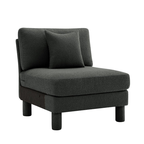 English Elm Lucas Modern armless sofa with boucle upholstery and plush pillow — durable wooden frame, cozy comfort DARK GREY W3041P337450