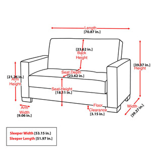 English Elm PrimeNest Timeberline Collection Upholstered Convertible Loveseat with Storage, Chenille Sleeper Sofa Foldout Beige B030P281785