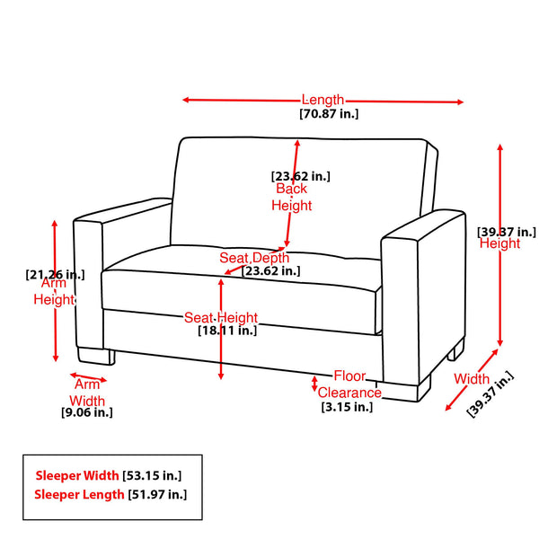 English Elm PrimeNest Timeberline Collection Upholstered Convertible Loveseat with Storage, Chenille Sleeper Sofa Foldout Beige B030P281785
