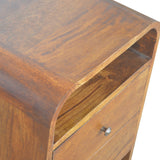 English Elm Solid Wood Chestnut Curve 2 Drawer Nightstand