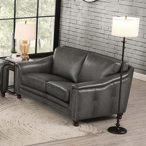 English Elm Belfast Luxurious Top Grain Leather Loveseat with Curved Back, Nailhead Trim & Tufted Sides, Timeless Craftsmanship and Comfort B2705P211694