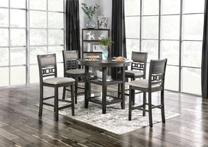 English Elm Transitional Counter Height 3pc Dining Set with USB Charging, Storage Shelves & Padded Seats Gray 45 L x 5 W x 15 H B2741P384395