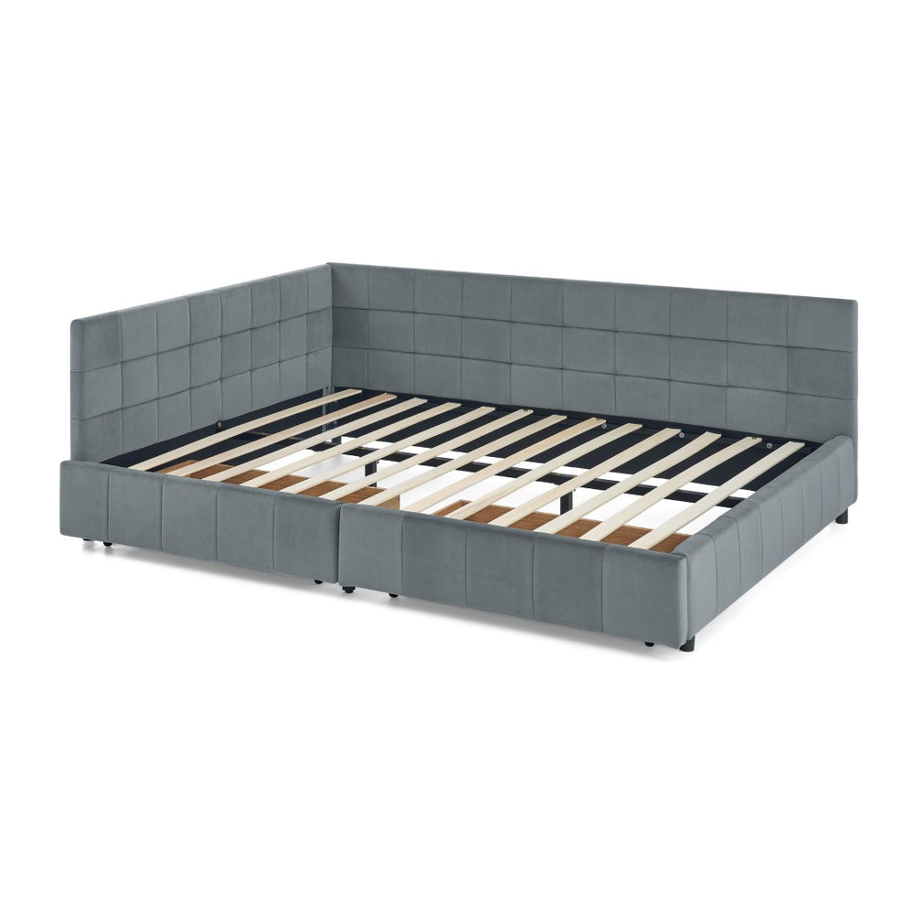 English Elm Queen Size Multifunctional Upholstered Velvet Bed Frame With Storage, Comfort Backrest & Armrests W487S00280-GIGA