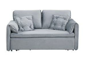 English Elm 3 In 1 Sleeper Sofa Couch Bed - Stylish Grey Velvet, Space-Saving Design, Versatile For Small Areas W1420P225081