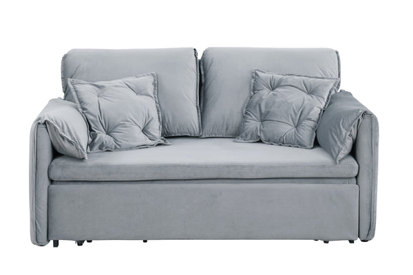 English Elm 3 In 1 Sleeper Sofa Couch Bed - Stylish Grey Velvet, Space-Saving Design, Versatile For Small Areas W1420P225081