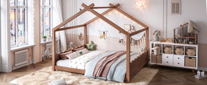English Elm Queen House Shaped Floor Bed Solid Pine Frame Montessori Kids Bedroom No Box Spring W1580P438812