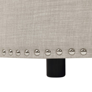 English Elm Tufted Linen Square Ottoman with Lift Top Storage Nailhead Trim Living Room Almond B2748P481670