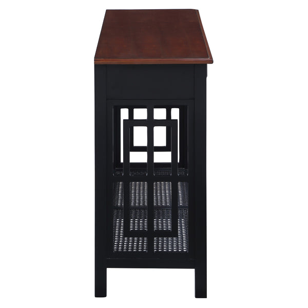OSP Home Furnishings Oxford Foyer Table Black Frame / Cherry Top