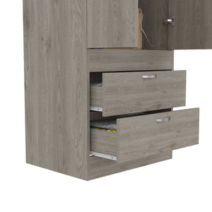 English Elm Lisboa Light Gray 2-Door Armoire with Hanging Rod & Two Spacious Drawers — Compact Stylish Storage B070P210736