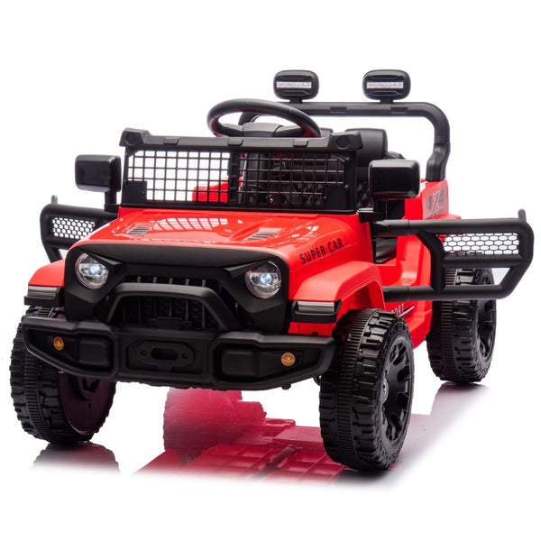 English Elm 24v Kids Ride on Car with Parental Remote Four Wheel Suspension Led Lights Bluetooth Red W1578P235082
