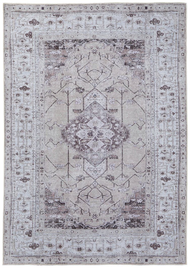 Feizy Rugs Percy Area Rug - Transitional Medallion Design In Durable Polyester & Cotton For Timeless Elegance Tan,Ivory,Gray Polyester,Cotton,Viscose Prc39pafbgeivyg22