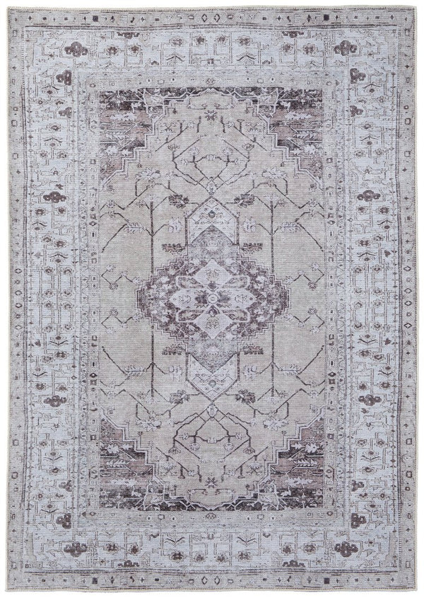 Feizy Rugs Percy Area Rug - Transitional Medallion Design In Durable Polyester & Cotton For Timeless Elegance Tan,Ivory,Gray Polyester,Cotton,Viscose Prc39pafbgeivyg22