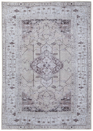 Feizy Rugs Percy Area Rug - Transitional Medallion Design In Durable Polyester & Cotton For Timeless Elegance Tan,Ivory,Gray Polyester,Cotton,Viscose Prc39pafbgeivyg22