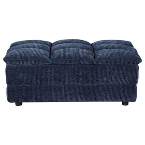 English Elm Azure Corduroy Grid Tufted Ottoman Plush Foam Retro Accent for Living Room B062P440347