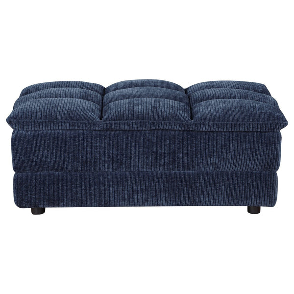 English Elm Azure Corduroy Grid Tufted Ottoman Plush Foam Retro Accent for Living Room B062P440347