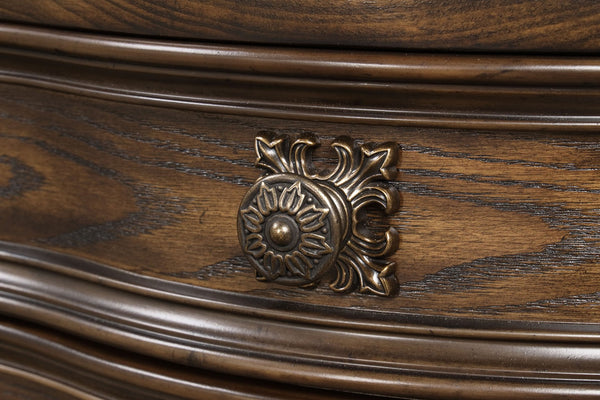 English Elm Traditional Dark Brown Nightstand Oak Veneer Dovetail Drawers Usb Charging Bedroom B2741P435896