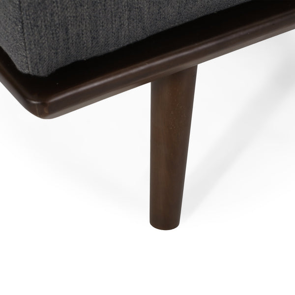 English Elm CHAISE Mid-Century Button-Tufted Waffle Stitch Lounge with Bolster Pillow and Rubberwood Frame Elegance Charcoal 70.75 L x 31.75 W x 9.5 H W2297P190130