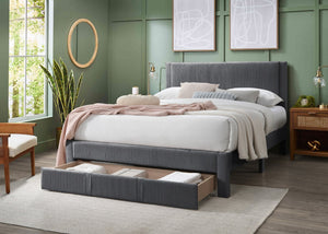 English Elm Contemporary Corduroy Upholstered Full Platform Bed with Storage Drawer Charcoal B011P418589