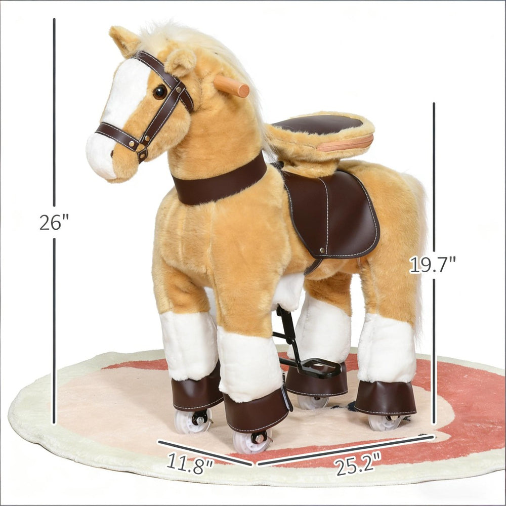 English Elm Walking Horse Ride on Toy Plush Pedal Pony with Wheels for Kids Ages 3 to 8 T3971P442210